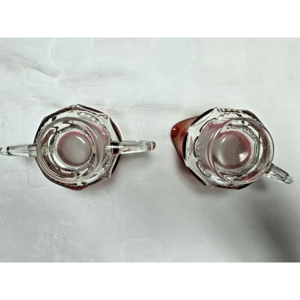 Vintage Colony Kings Crown Ruby Red Thumbprint Glassware Cream and Sugar Holder